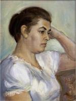Portraits - Woman In White Blouse - Oil On Canvas
